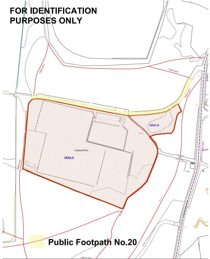 A map of the Grange Park Colliery site with the affected areas shown edged and shaded red.