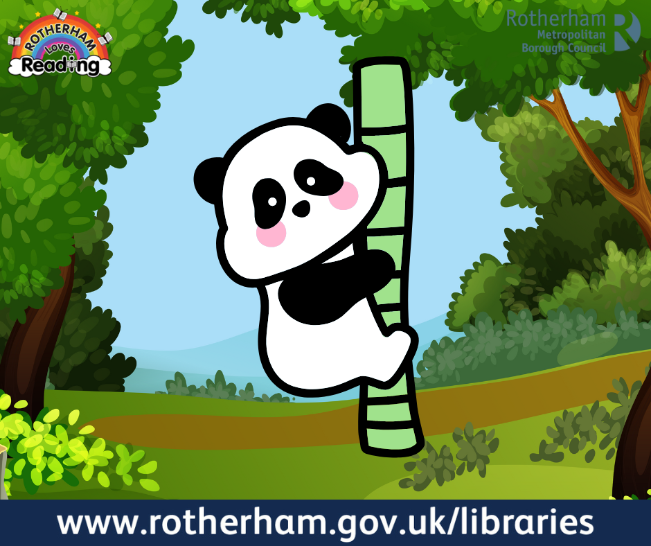 Panda paper plates at Thorpe Hesley Library Rotherham Metropolitan