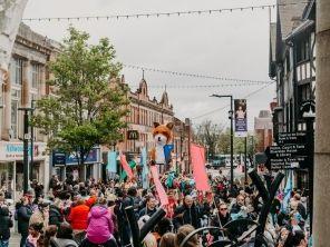 Rotherham Town Centre full of people