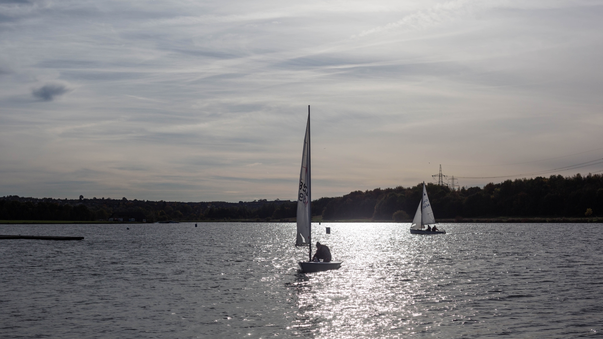 People Sailing on Rother Valley Watersports Lake on a Summer Evening